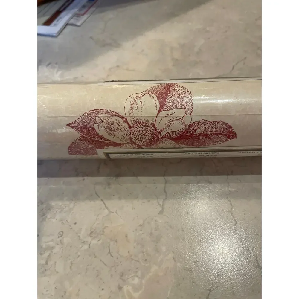 Vintage Bunny Toile Cream W Red Rabbits & Botanicals Prepasted Double Roll USA